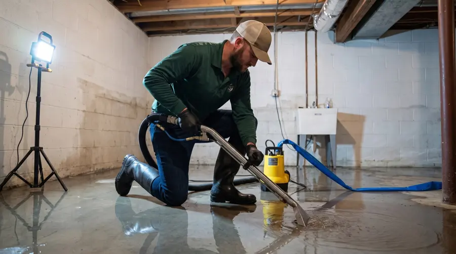 1st Step Restoration technician extracting water in a Laguna Hills, CA home